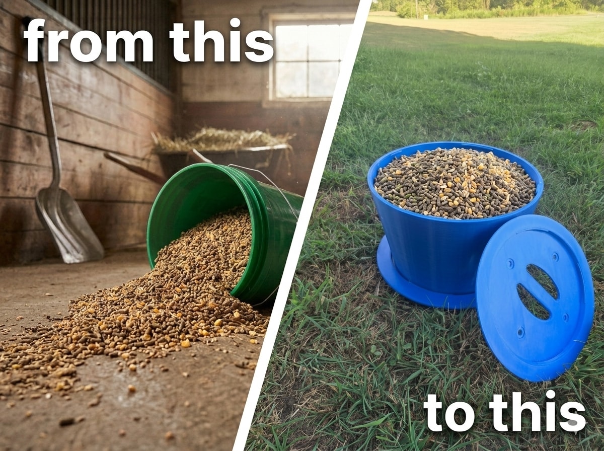 Wasted animal feed spilled on the ground
